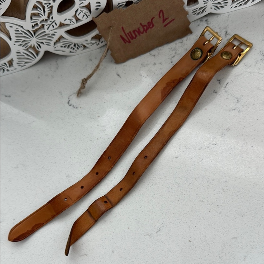 LV#2 ~ Louis Vuitton Brown Leather Luggage Tags and Straps & Poignet - Picture 6 of 14